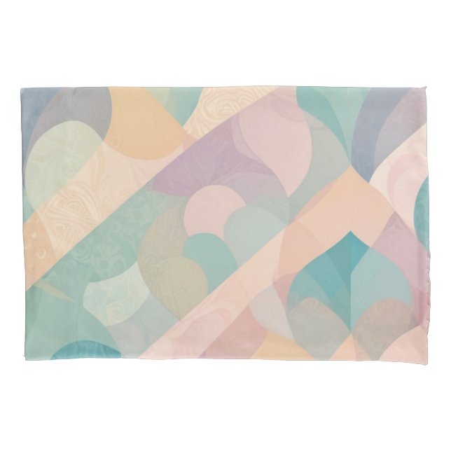 Taie d'oreiller abstraite en pastel doux avec form (devant-gauche)