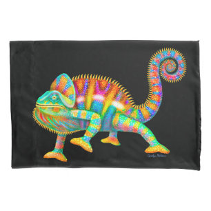 Taie d'oreiller colorée de caméléon de panthèr