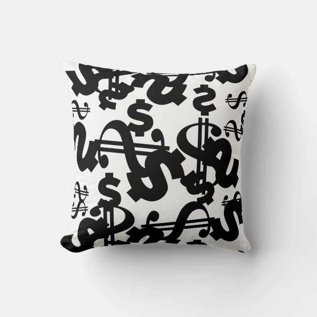 Taie d'oreiller Coussin Motif Dollar Argent (Recto)