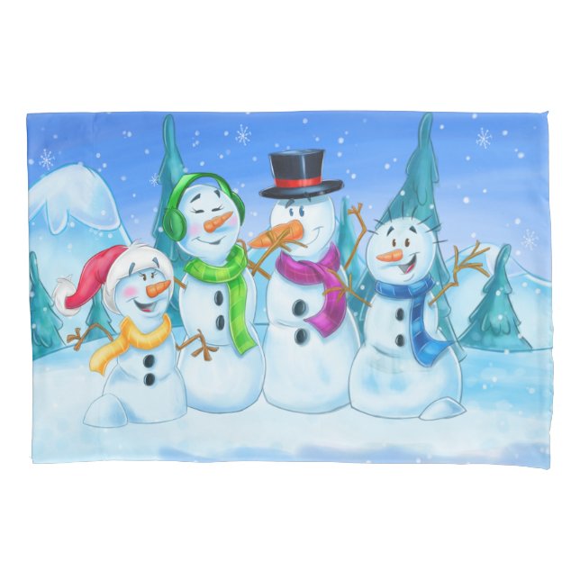 taie d'oreiller de bonhommes de neige d'amusement (devant)