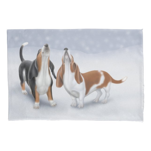 Taie d'oreiller de chiens de basset de neige (devant)