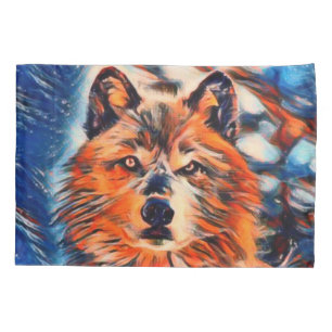 Taie d'oreiller de faune de loups de loup rouge