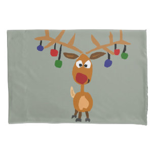 Taie d'oreiller drôle de Noël de renne de Rudolp