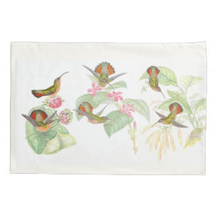 Taie d'oreiller florale de colibri de fleur