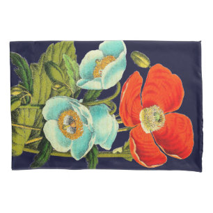 Taie d'oreiller florale de fleur vintage de pavot