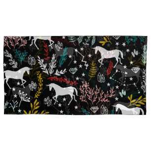 Taie d'oreiller florale de licorne