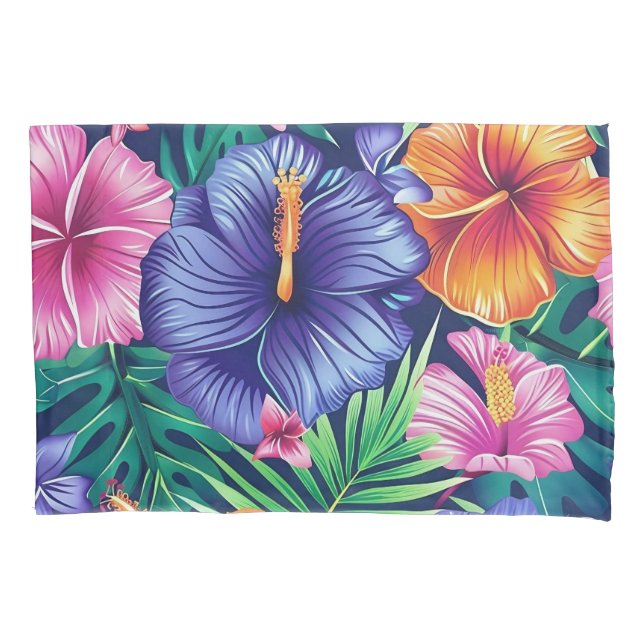 Taie d'oreiller florale tropicale lumineuse (devant)