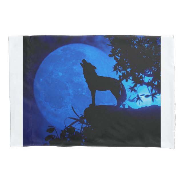 Taie d'oreiller Loup Blue Moon  (devant)