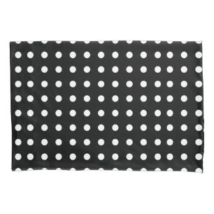 Taie d'oreiller noire et blanche de point de polka