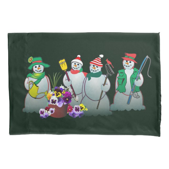 Taie d'oreiller Pensées / Bonhommes de neige 2019 (devant-gauche)