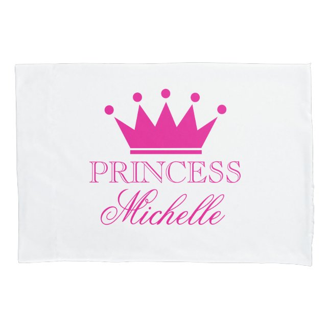 Taie d'oreiller personnalisée pour filles couronne (devant)