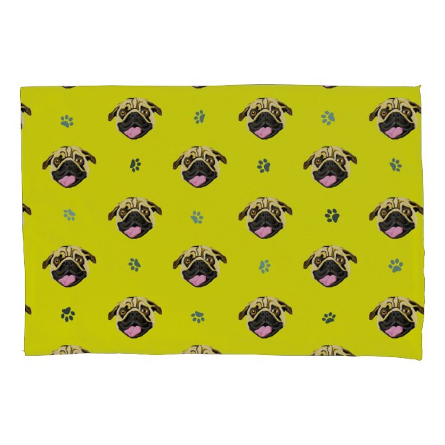 Taie d'oreiller Pug Jaune (devant)