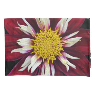 Taie d'oreiller rouge de dahlia