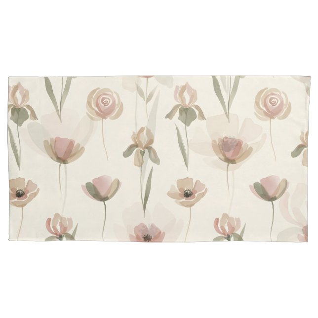 Taie d'oreiller royale florale aquarelle douce pai (devant-gauche)