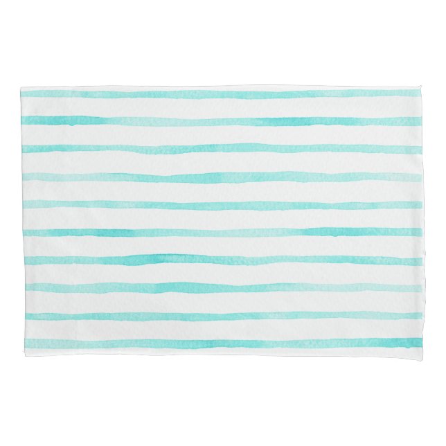 Taie d'oreiller Turquoise Stripes Alive (devant-gauche)