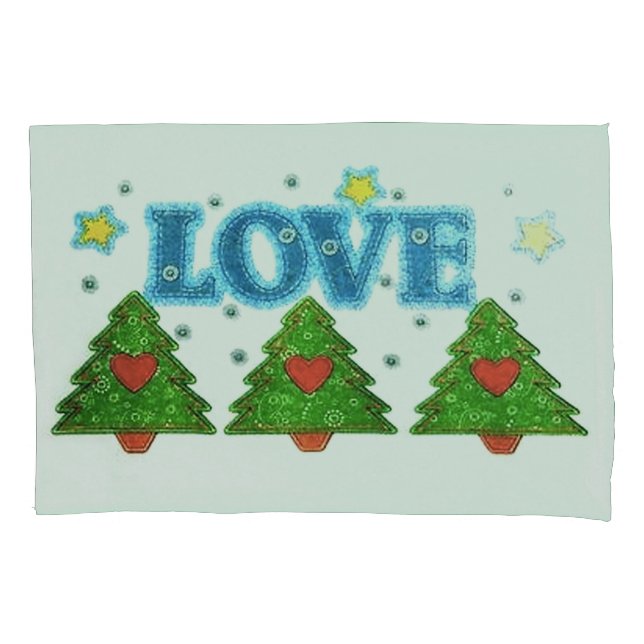 Taies d'oreiller d'AMOUR de Noël, taille standard (devant-gauche)
