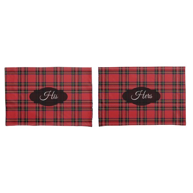 Taies d'oreiller standard Rouge Tartan Plaid His & (devant-Set)