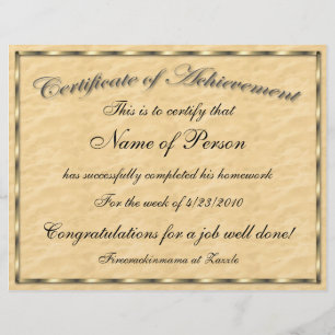Taille de la lettre Certificat de réussite