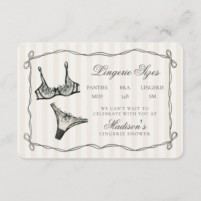 Taille Lingerie noire Douche Invitation Insertion (Devant)