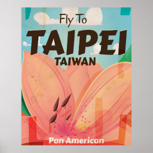Taïpeh, affiche vintage de vacances de Taïwan