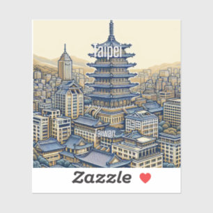 Taïpei Taïwan Sticker en vinyle de 3 pouces