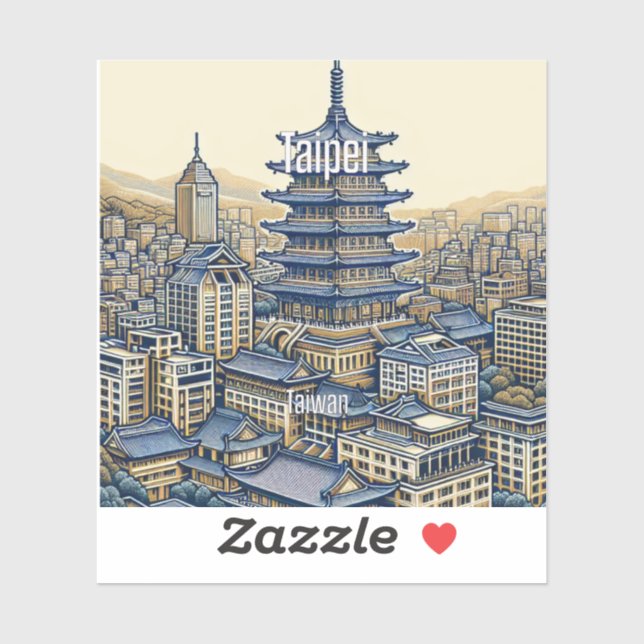 Taïpei Taïwan Sticker en vinyle de 3 pouces (Feuille)