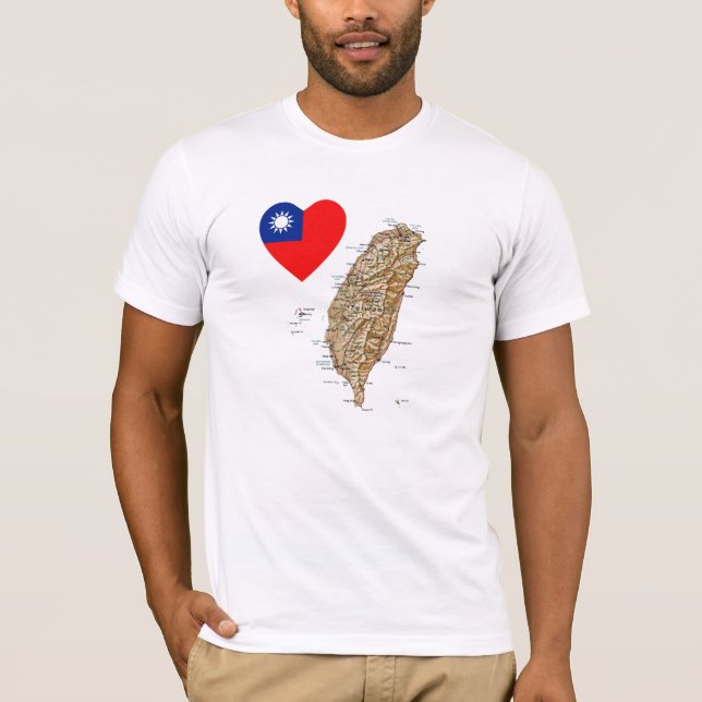 Taïwan Drapeau Coeur et carte T-shirt (Devant)