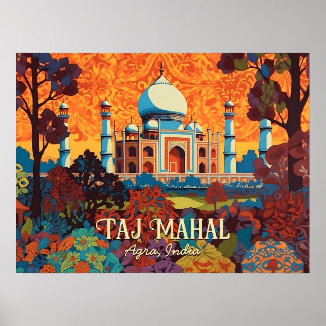Taj Mahal Agra India Home Office Wall Art Poster (Devant)