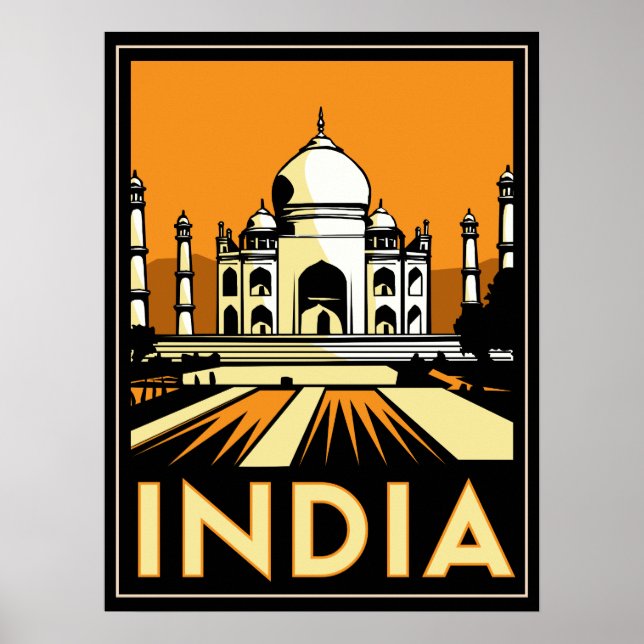 taj mahal india art deco retro poster (Devant)
