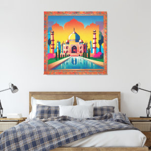 Taj Mahal vibrant Inde Toile de fond colorée 