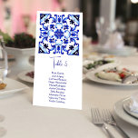 Talavera Azuejo tuiles bleues numéros de table vin<br><div class="desc">Talavera Azuejo tuiles bleues vintage hacienda mexicaine mariage douche nuptiale carte numéro de table avec liste des invités</div>