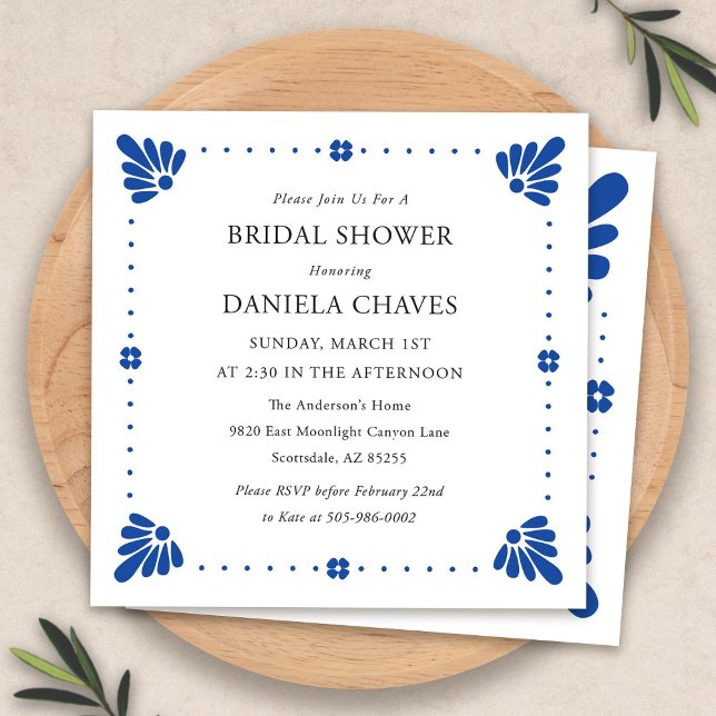 Talavera Invitation Mexicaine Douche Nuptiale (Talavera Mexican Bridal Shower Invitation by Fiesta Valley Print)