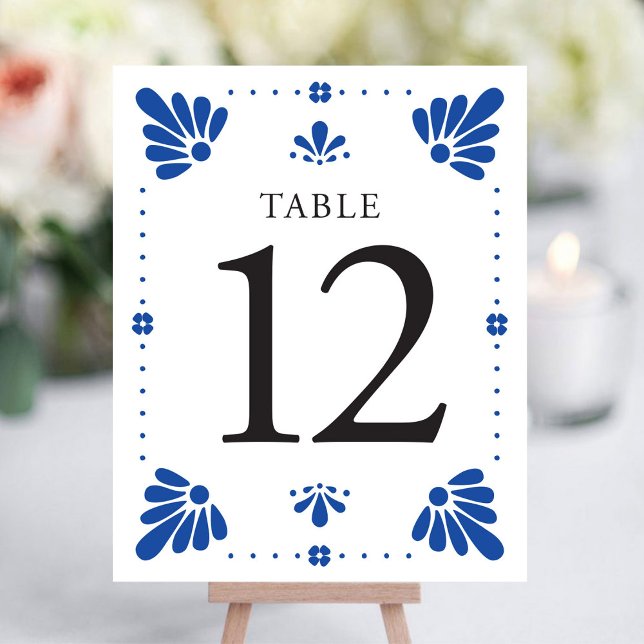 Talavera Mariage mexicain Numéro de table (Talavera Mexican Wedding Table Number by Fiesta Valley Print)