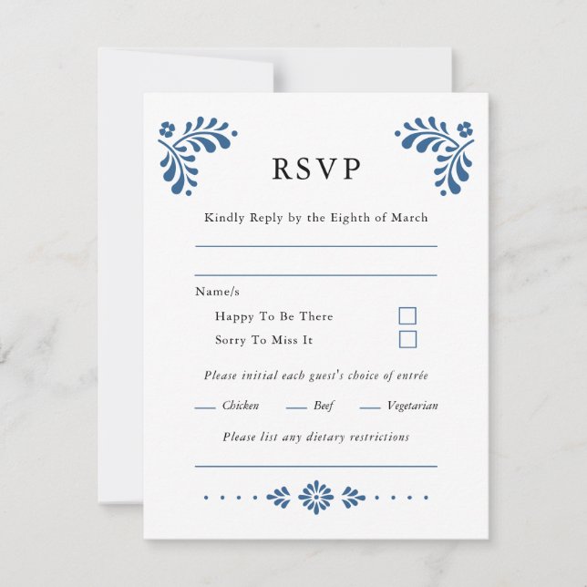 Talavera Style Mariage mexicain Carte RSVP (Devant)