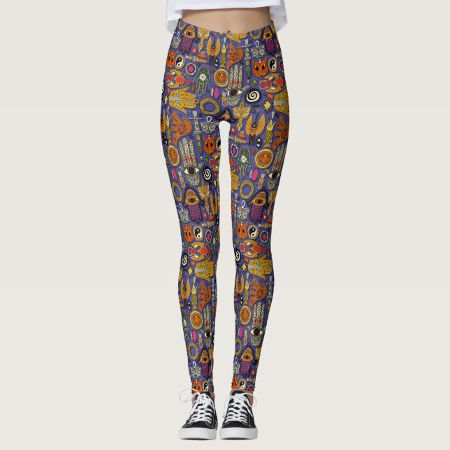 TALISMANS leggings bleu violet (Devant)