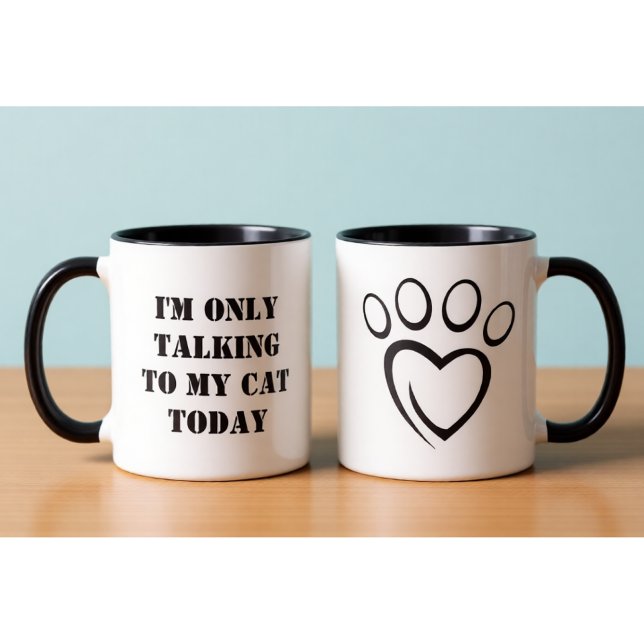 Talking to My Cat Today Funny Introvert Office Mug (Créateur téléchargé)
