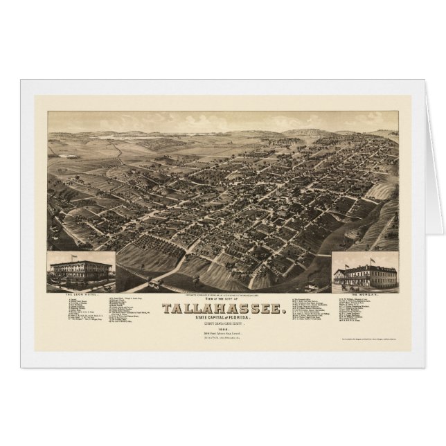 Tallahassee, carte panoramique de FL - 1885 (Devant horizontal)