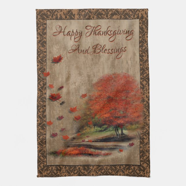 Talling Feuille Paysage Serviette de cuisine (Vertical)