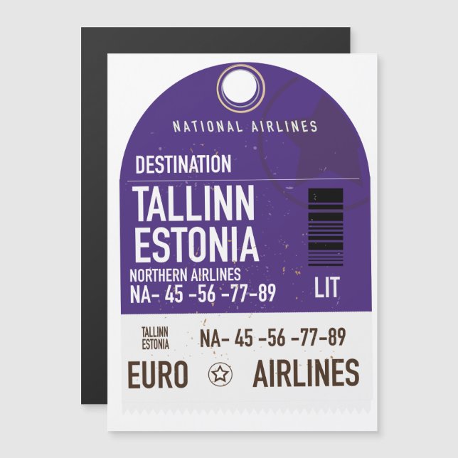 Tallinn Estonie billet de voyage (Devant / Derrière)