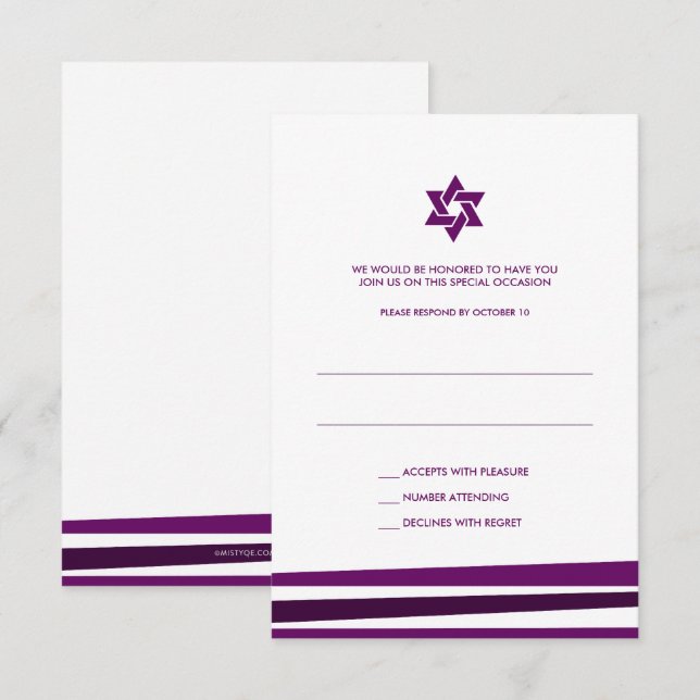 Tallit Bar Mitzvah RSVP (Devant / Derrière)