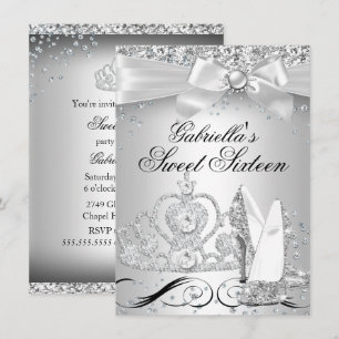 Talons Couronne Étincelante Argent Invitation Swee