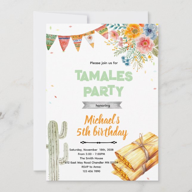 Tamale birthday party invitation (Devant)