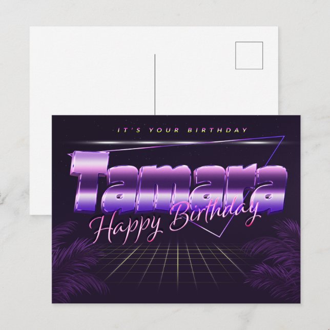 Tamara Nom Prénom Anniversaire de la carte postale (Devant / Derrière)