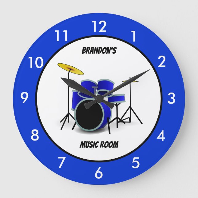 Tambour bleu personnalisé Musique grande horloge (Recto)