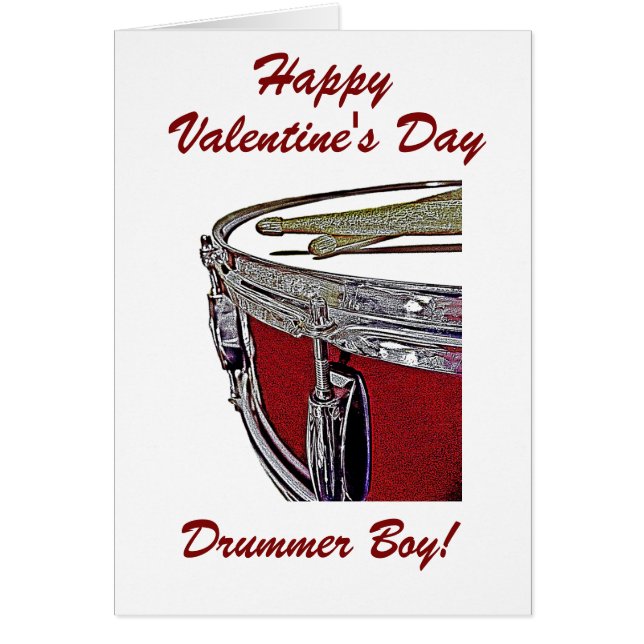 Tambour Boy Valentine Card Snare Drum Sticks (Devant)