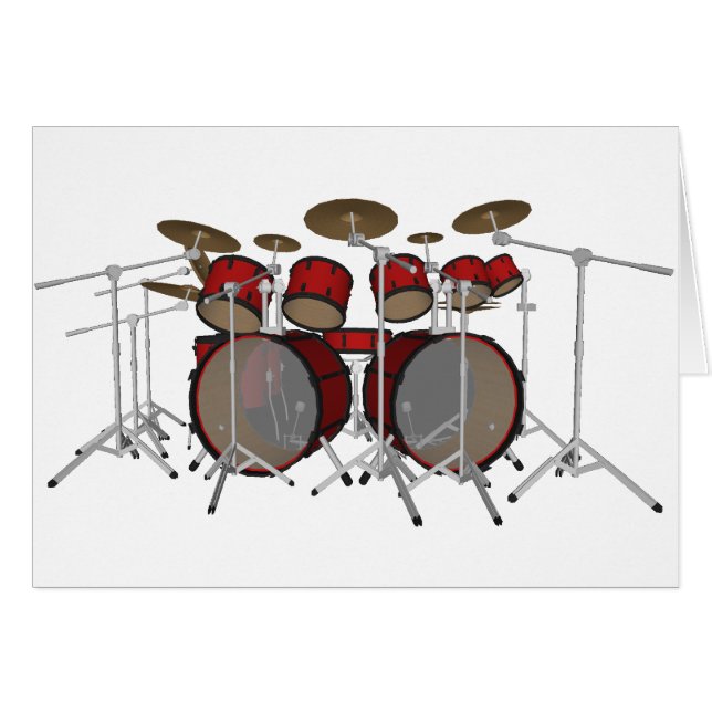Tambours : Kit de tambour rouge : modèle 3D : (Devant horizontal)