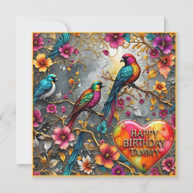 TAMMY ~ Joyeux Anniversaire ~ Oiseaux Brillants ~ (Devant)