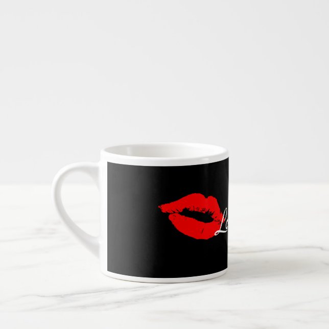 T'amour Rouge Lèvres Baiser Tasse à café Expresso (Gauche)