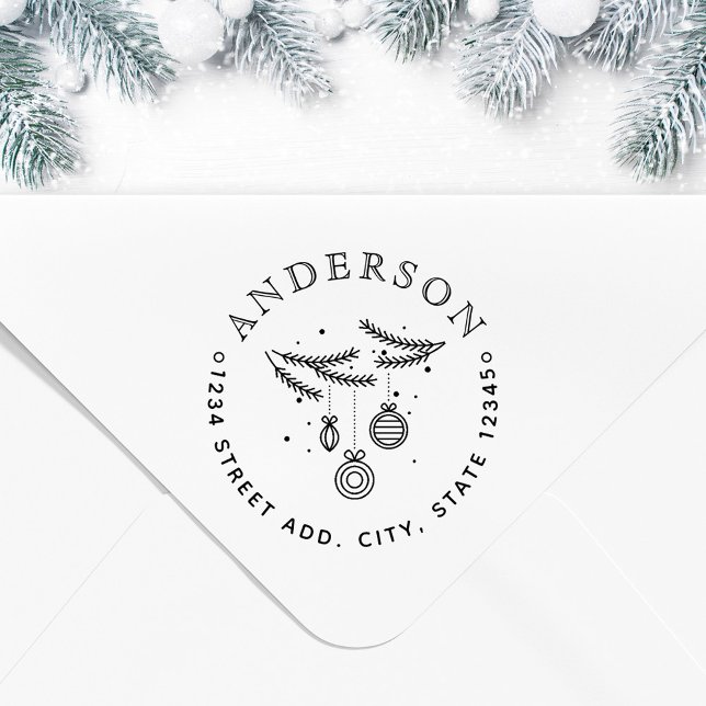 Tampon Adresse Familiale Noël Circulaire (Créateur téléchargé)