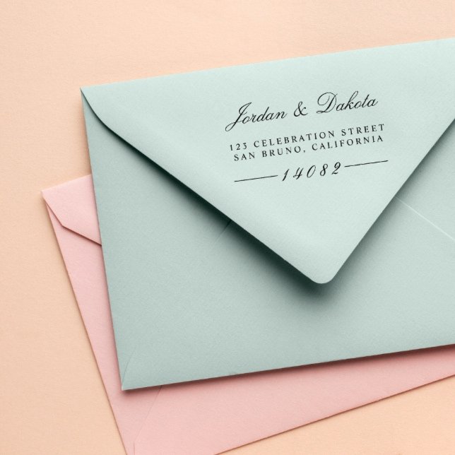 Tampon Adresse Noms de Couple Elegant Script (wedding rubber stamps)